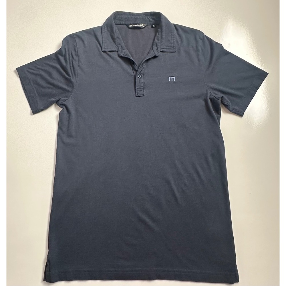 TravisMathew Polo Shirt Navy Blue Heather Pima Cotton Blend Mens M